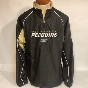Pittsburgh Penguins Hockey Vintage 1/4 zip pullover windbreaker mens size large